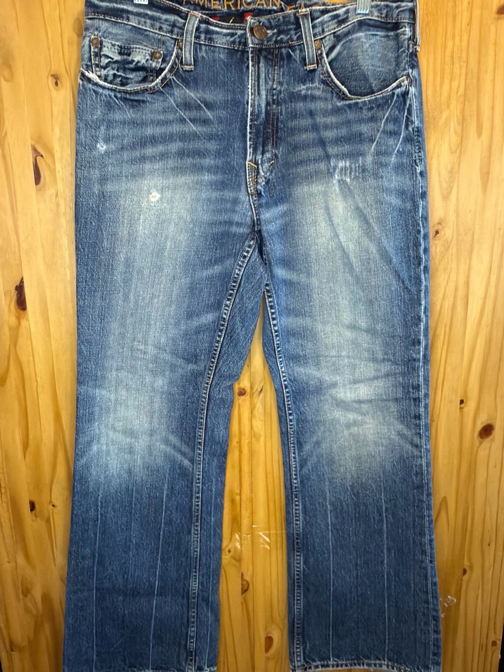 American Eagle Blue Denim Jeans with Orange Stitching